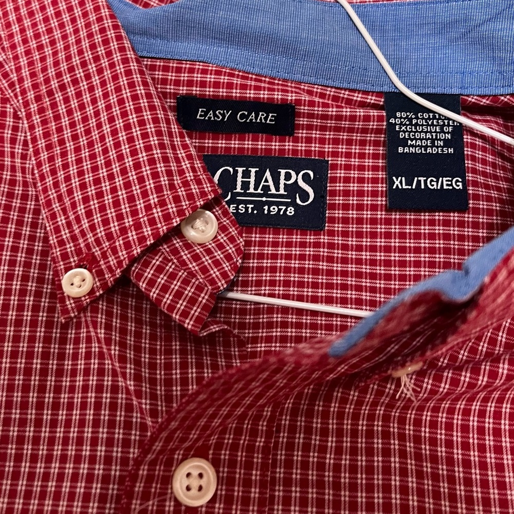Chaps Men's Red Checkered Button Down Shirt